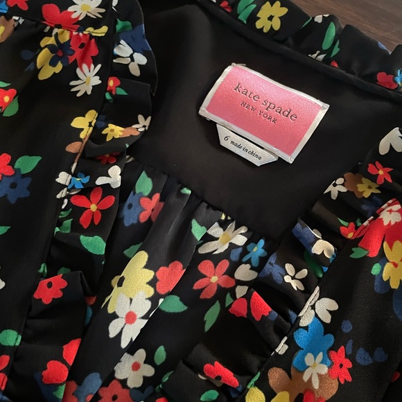 Kate Spade Black Floral Long Sleeve Dress - Picture 3 of 3